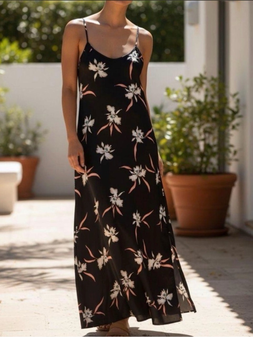 Women's J.Crew Black Floral Slip Maxi Dress